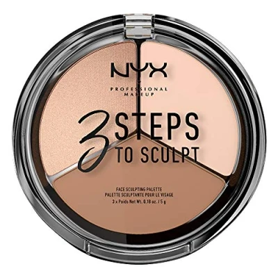 Obrázek NYX Professional Makeup 3 steps to Sculpt Face Sculpting Palette Powder pro definování, konturování a rozjasnění, nuance, 15 g, Fair1