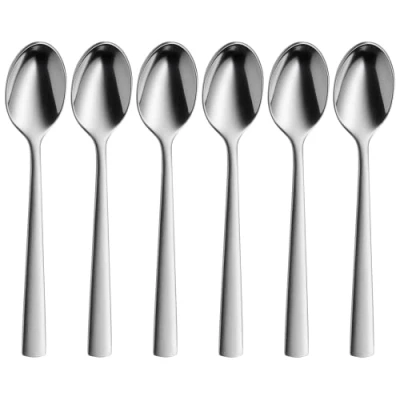 Obrázek WMF 6dílná sada lžiček na espresso Corvo, 10,5 cm, Cromargan protect ušlechtilá ocel matná, odolná proti poškrábání, vhodná do myčky nádobí