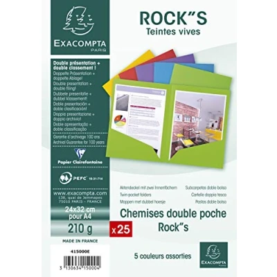 Obrázek Exacompta Balení 415000E (s 25 víčky na spisy z kartonu Manila, 2 vnitřními přihrádkami, 210 g, DIN A4, 21 x 29,7 cm) barevně tříděné