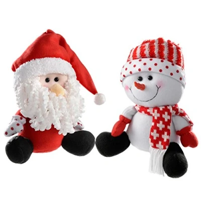 Obrázek WeRChristmas Weihnachtsdeko Weihnachtsmann und Schneemann sitzend, 25 cm, rot/weiß, 2 Stück