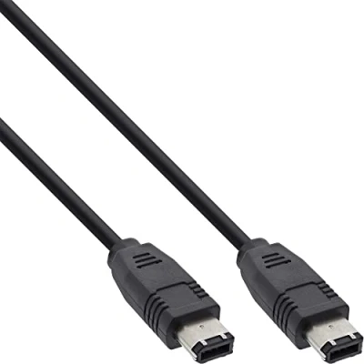 Obrázek InLine 34001 FireWire kabel, IEEE1394 6pólový konektor / konektor, černý, 1 m