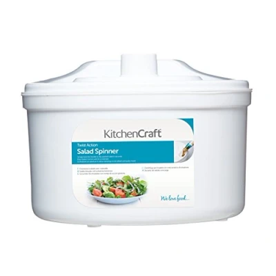 Obrázek KitchenCraft Salátová prak s pomůckou pro dressing, plast bez BPA, střední, 22,5 cm, bílá