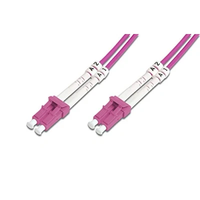 Obrázek DIGITUS DK 2533 02 4 Glasfaserkabel OM4 2 m LC zu Duplex LWL Kabel 1/10/40/100 Gbit/s MM Multimode Glasfaser LAN Fasertyp: 50/125 µ Violett (Violet)