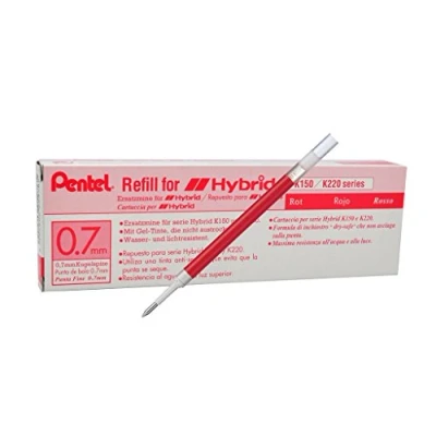 Obrázek Pentel KFR7 Náplň pro Hybrid Gel pero, 12 kusů, červená