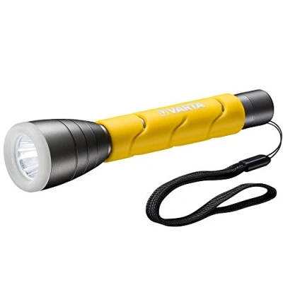 Obrázek VARTA kapesní svítilna LED vč. 2x AA baterie, Outdoor Sports F20, světlo, lampa se dvěma režimy svícení, s pogumovanou rukojetí, velmi robustní, žlutá