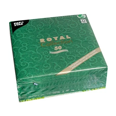 Obrázek Papstar, 50 ubrousků &quot;ROYAL Collection&quot; složené 1/4 40 cm x tmavě zelené &quot;Casali&quot;, #84884