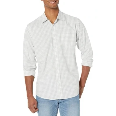 Obrázek Amazon Essentials Herren Lässiges langärmeliges Popeline Hemd Normale Passform, Hellgrau Weiß Kariert, XXL