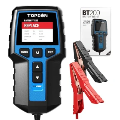 Obrázek TOPDON tester autobaterie BT200, 12 V 24 baterií kfz 100 2000 CCA, do auta nabíjecí a spouštěcí systém automobilové baterie analyzátor pro nákladní automobily, lodě SUV člun