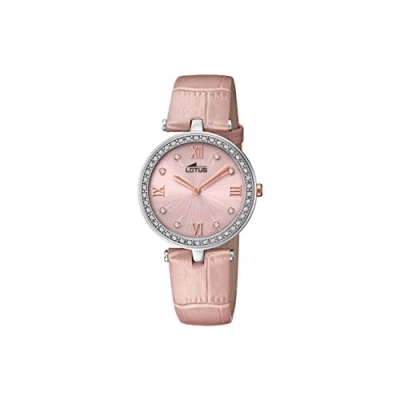 Obrázek Lotus Watches Dámské datum klasické quartzové hodinky s koženým řemínkem 18462/3, stříbrno růžová, Páska