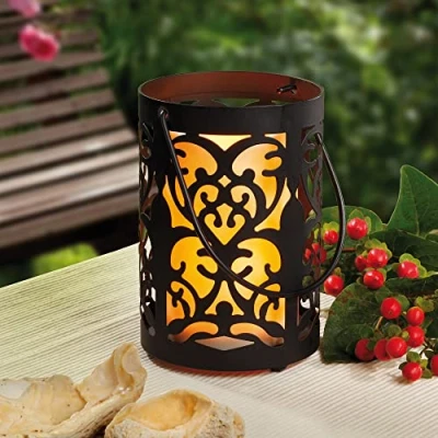 Obrázek Hellum 300277 lucerna dekorace ornament kov s LED svíčkou žlutá svícen
