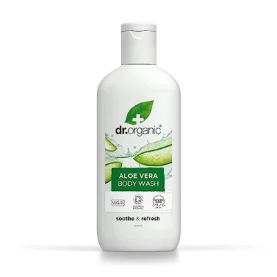 Obrázek Dr. Organic Aloe Vera mytí těla, sprchový gel, přírodní, veganský, bez pokusů na zvířatech, neobsahuje parabeny, SLS, recyklovatelný a recyklovaný plast vázaný oceán, certifikovaný biologický, 250