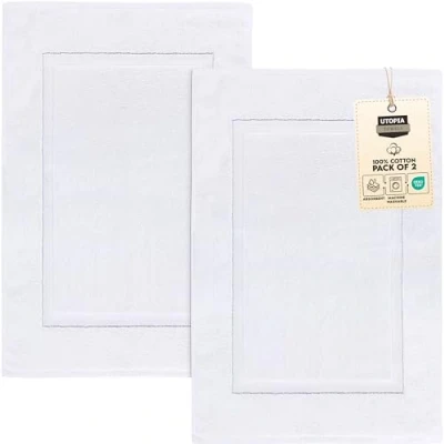 Obrázek Utopia Towels Balení 2 ks velká koupelnová předložka do koupelny (53 x 86 cm) 100% bavlna froté pratelný koupelnový koberec (bílý)