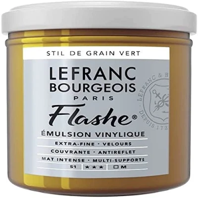 Obrázek Lefranc Bourgeois 300628 Flashe akrylová barva &amp; vinylová barva, vysoce pigmentovaná, elastická, stálá na světle, odolná proti stárnutí, matná, pro vnitřní i venkovní použití, květináč 125 ml strukturovaná zelená