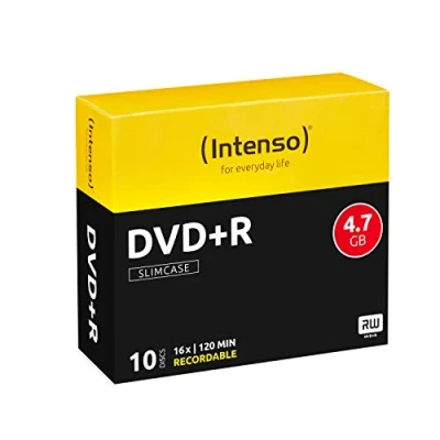 Obrázek Intenso DVD+R polotovary 4,7GB 16x Speed, 10er Slim Case, 4111652, Slimcase