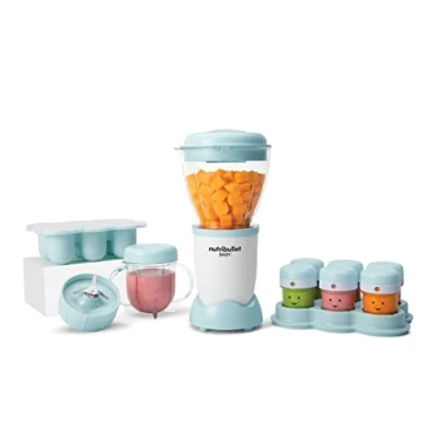 Obrázek nutribullet Baby, mixér pro dětskou výživu, elektrický mixér, výkon 200 W, 6 sklenic, mrazicí miska, stříbro