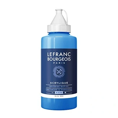 Obrázek Lefranc Bourgeois 300434 Fine akrylová barva královská modrá, 750ml láhev, krémová na vodní bázi, rychleschnoucí, stálá světle, voděodolná