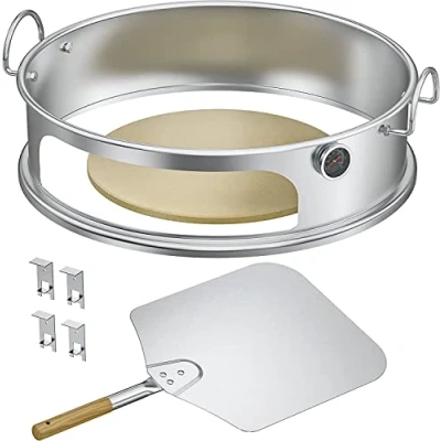 Obrázek Onlyfire nerezová trouba na pizzu kompletní balíček PizzaRing pro Weber 57 cm kulový gril a mnoho dalších modelů, pizza dřevěné uhlí