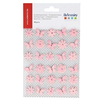 Obrázek Artemio Lollipop Set 30 Mini Schmetterlinge, Papier, Rosa, 11,5 x 0,5 19 cm