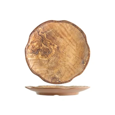 Obrázek H&amp;h piatto in melamina tondo decoro legno cm25,5