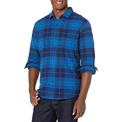 Obrázek Amazon Essentials Herren Langarmhemd aus Flanell (in Übergröße erhältlich), Schwarz Blau Karomuster, M