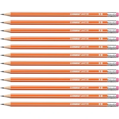 Obrázek Bleistift mit Radierer STABILO pencil 160 in orange 12er Pack Härtegrad HB