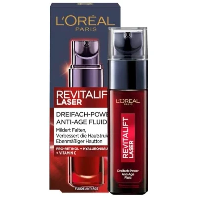 Obrázek L&#039;Oréal Paris sérum, Revitalift Laser X3, péče o obličej proti stárnutí s 3násobným účinkem, kyselinou hyaluronovou, 30 ml
