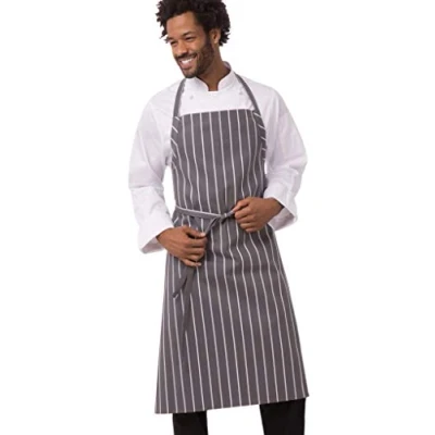 Obrázek Chef Works A100 BCS PARENT kuchyňská zástěra, černá, šedá s pruhy