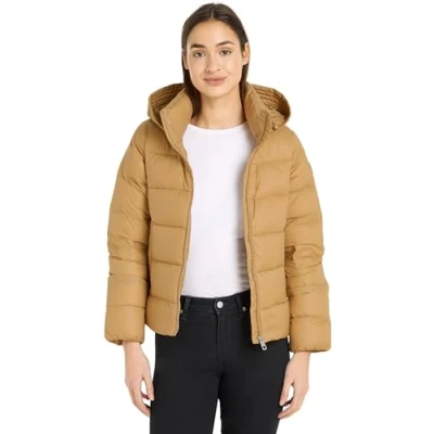 Obrázek Tommy Hilfiger Damen Steppjacke Down Casual Jacket mit Kapuze, Grün (Classic Khaki), L