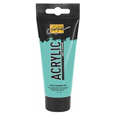 Obrázek KREUL 84139 Solo Goya Acrylic, 100ml tuba v tyrkysově modré světle, krémově mnohostranně použitelná akrylová barva ve studijní kvalitě, na bázi vody, rychle a matně schnoucí, dobře krycí, vodotěsná