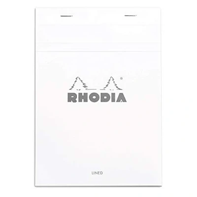 Obrázek Rhodia 16601C sešitý poznámkový blok, lemovaný okrajem, bílý / stříbrný, 80 g, DIN A5 148 x 210 mm, listů, mikroperforovaný, kryt