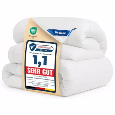 Obrázek BEDSURE přikrývka 155 x 220 sada 2 ks 450 gsm bílá zimní deka 4 roční období včetně celoroční deky 300 a letní 150 gsm, prošívaná pro čtyřroční