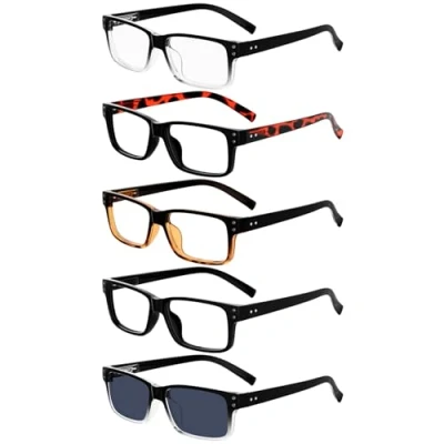 Obrázek Eyekepper Balení 5 ks pružinových pantů vintage pánské brýle na čtení (každá barva)