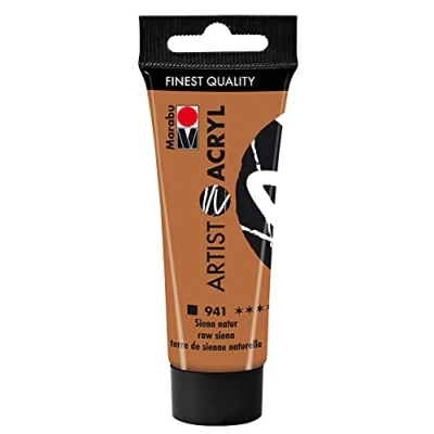 Obrázek Marabu 12200055941 Artist Acryl Siena natur 941, 22 ml, jemná akrylová barva v umělecké kvalitě, na vodní bázi, konzistence pastózy, vysoce pigmentovaná, velmi dobrá brilance a krycí schopnost
