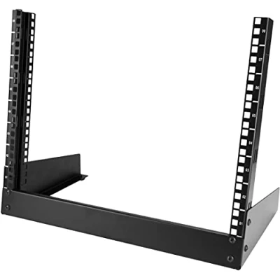 Obrázek StarTech.com 8HE síťová skříň s otevřeným rámem 19&quot; 2 sloupky Volně stojící stolní rack pro počítač, server, AV, média, IT a data zařízení (RK8OD)