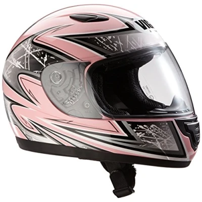 Obrázek Protectwear Dětská motocyklová helma, integrální růžová/stříbrná lesklá, 54 55 cm