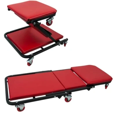Obrázek KS Tools 500.8011 Dílenské lehátko a skládací sedadlo, 1040 x 490 mm, červené