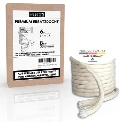 Obrázek Naturlie 6metrový náhradní knot pro olejovou lampu, zahradní pochodeň bambusová svítilna prémiový