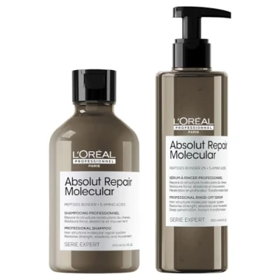 Obrázek L&#039;Oréal Professionnel, Absolut Repair Molecular Geschenkset, reparierende Routine, beschädigtes Haar, Duo Shampoo + Spülserum, limitierte Edition Expert Serie