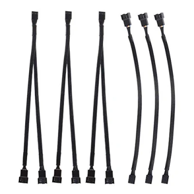 Obrázek GTIWUNG 3 kusy 4 Pin PWM prodlužovací kabel ventilátoru, Fan Splitter, ventilátor Y černý, PC energie 1 až 2 konvertor
