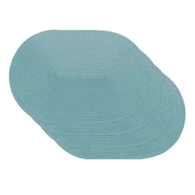 Obrázek Venilia Tischset Platzset Tischwäsche Platzdeckchen für Esszimmer gewebt Oval Muster Blau 4er Set Vinyl, lebensmittelecht, 45 x 30 cm, 4 Stück, 59115