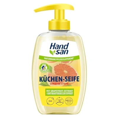 Obrázek Tekuté mýdlo Handsan kuchyňská stopa zápachu, 1 x 300 ml dávkovač, kuchyňské proti nepříjemným pachům, s vyživujícím glycerinem a přírodním extraktem z grapefruitu