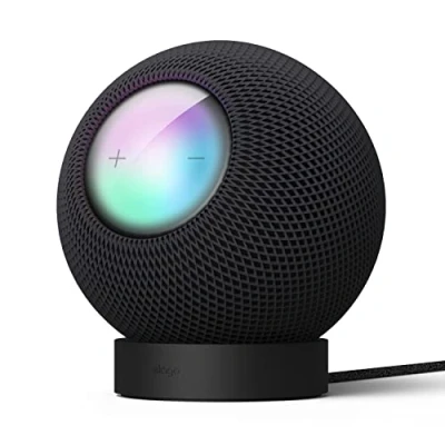 Obrázek elago Silikonový stojan kompatibilní s HomePod Mini Proper EQ, snadné ovládání lepší viditelností displeje, stabilní držák, protiskluzový na nabíječku (černý)