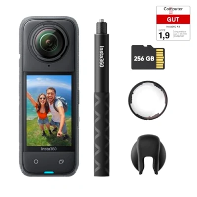 Obrázek Insta360 X4 prémiový balíček na ochranu čoček vodotěsný akční kamera 8K 360, 4K širokoúhlá videa, neviditelný efekt selfie tyčinky, odnímatelná ochrana čoček, výdrž baterie 135 min, zpracování AI