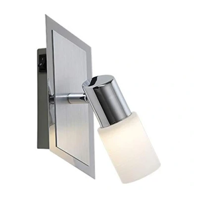 Obrázek Trio svítidla LED bodové světlo hliník kartáčovaný/chrom, sklo bílé stírání, včetně 1x 5W LED, spínač přímo na svítidle, rozměry: 14 x 8 cm 821470105