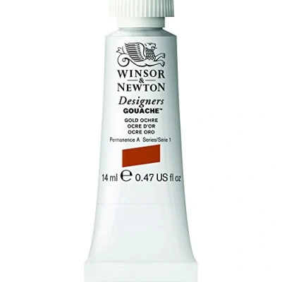 Obrázek Winsor &amp; Newton 605285 Designer Gouache zlatý dokrk, tuba 14 ml matné krycí barvy kvašů, ideální pro kvašové malby, brilantní, stálobarevné s velkou silou