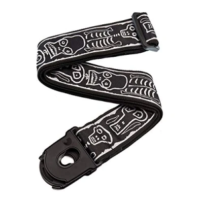Obrázek Planet Waves 50PLJS01 textilní popruh nylonová tkanina Joe Satriani Collection Skulls n&#039; Bones vkládací přihrádka pro trsátko Lock System Délka: 1420 mm Šířka: 50mm
