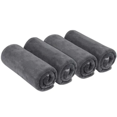 Obrázek VIVOTE Sada 4 ručníků z mikrovlákna, silně absorbující vodu, unisex sportovní ručník do sauny, fitness, sport, rychleschnoucí, savý, pro outdoorové sporty, 40 cm x 80 cm, šedý