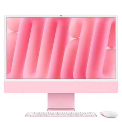 Obrázek Apple iMac All in One stolní počítač s čipem M4 10jádrovým CPU a GPU: 24&quot; Retina displej, 24 GB sdílená pracovní paměť, 512 SSD vhodné příslušenství; růžový