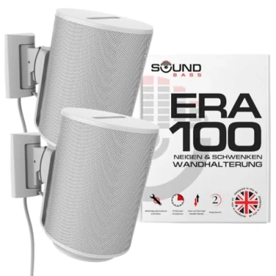 Obrázek Sound bass ERA100 Wandhalterung neig und schwenkbar, Weiß, Twin (2 Stück), kompatibel mit Sonos ERA 100, mühelose Installation, inklusive Montageset, doppelt, Paar