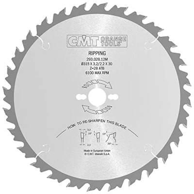 Obrázek CMT Orange Tools Kreissägeblatt HW 315 x 3,2 / 2,2 30 Z=28 10 ATB 293.028.12M für ausrissfreie Längsschnitte